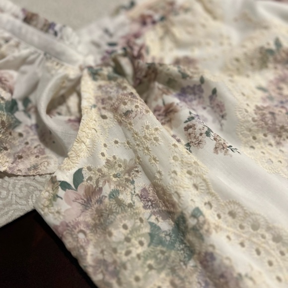 Solitaire Cottagecore Prairie Floral Eyelet Ruffle Peasant Top Boho Coquette - Picture 5 of 8